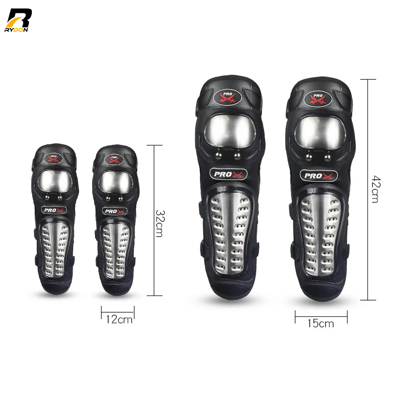 Pro Biker Pro X V1 Stainless Steel Motorcycle Knee and Elbow Guard Set 4pcs Outdoor Racing Protective Gear