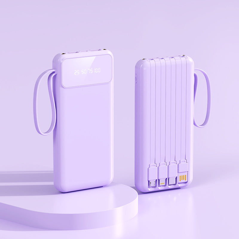 Cross-border large-capacity with 4-wire power bank 20000mAh fast charging digital display power bank mobile power supply