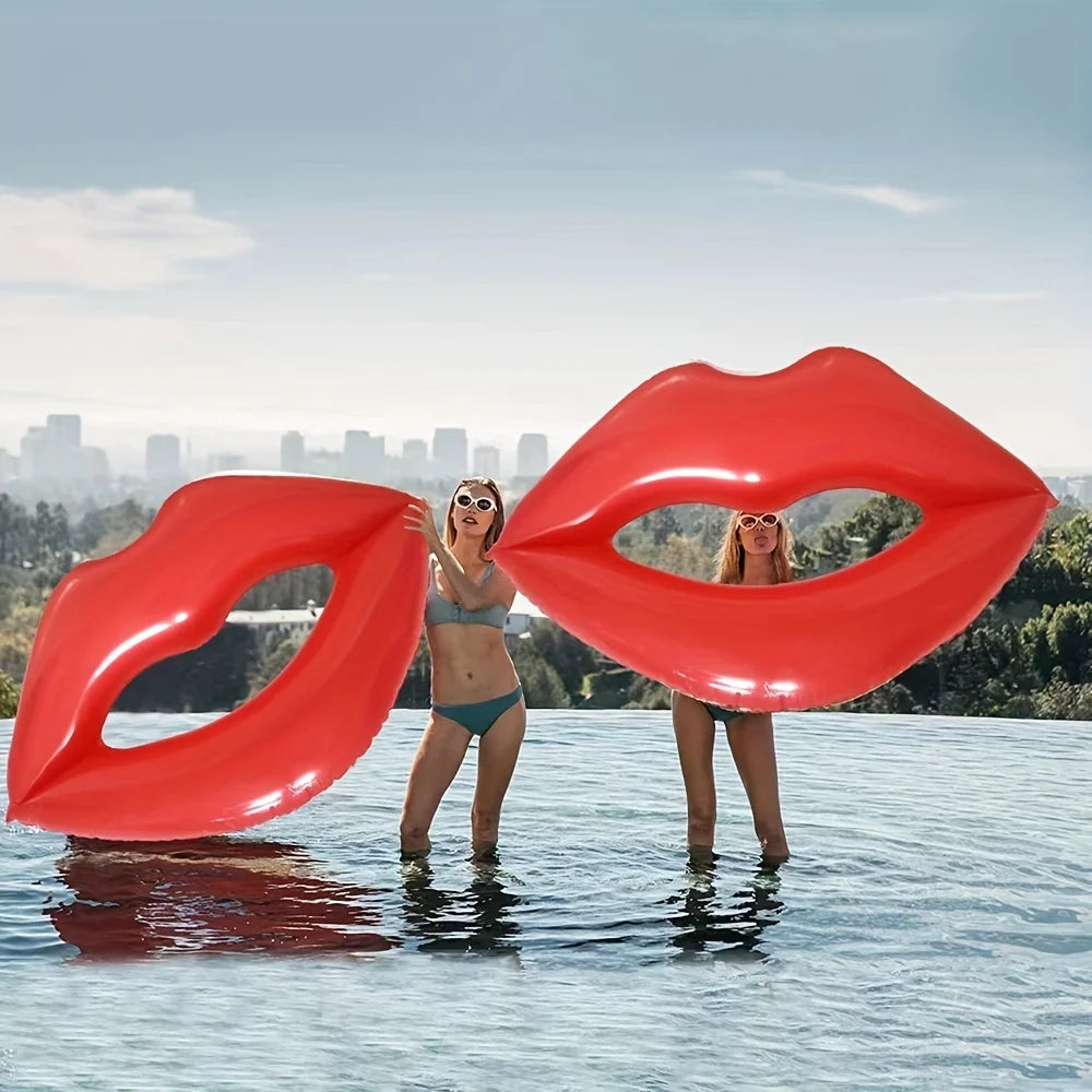 【Discount】 1pc Giant Red Lips Pool Float-Inflatable Water Toy , Valentine Swimming Lounger Ideal for Summer Beach,Pool Party & Water Sport