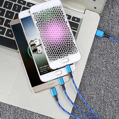 Tiger-stripe 3-in-1 charging cable (supports fast charging for Huawei, Android, and Xiaomi phones; customizable with logo).