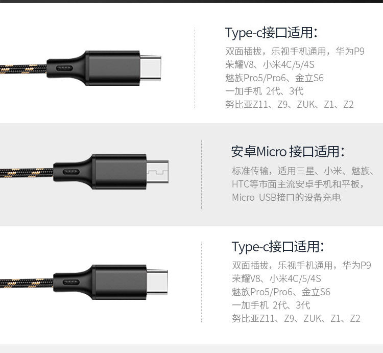 Tiger-stripe 3-in-1 charging cable (supports fast charging for Huawei, Android, and Xiaomi phones; customizable with logo).