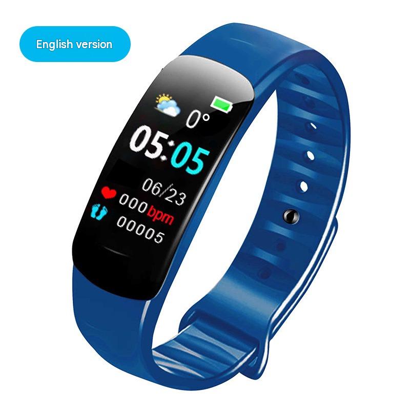 C1plus color screen smart bracelet waterproof heart rate meter pedometer heart rate blood pressure multi-functional sports bracelet cross-border