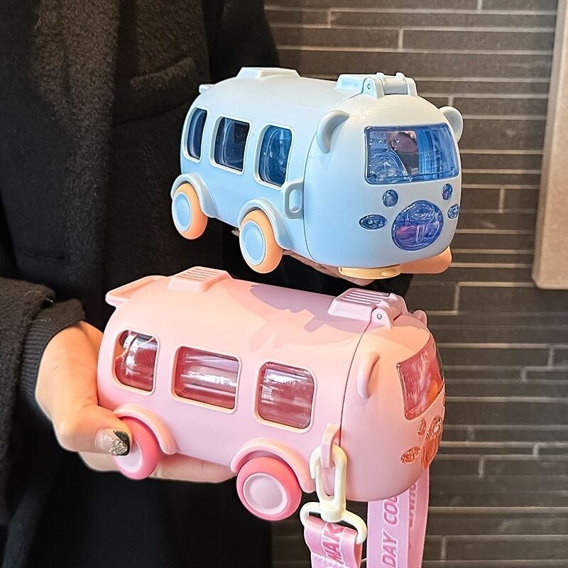Car Drink Cup Portable Student Cup With SH Cute Water Bottle 17oz MA 500ml/Card Color BPA Free Kids Soft Straw Cup Baby Bus