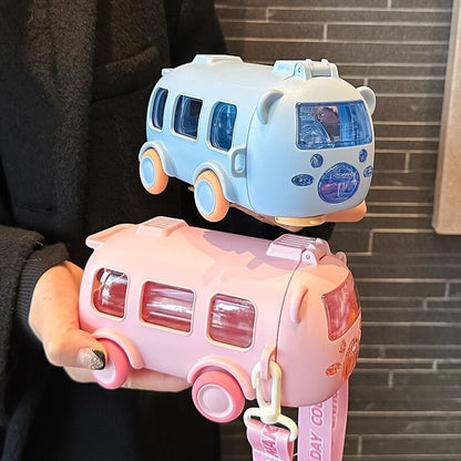 Car Drink Cup Portable Student Cup With SH Cute Water Bottle 17oz MA 500ml/Card Color BPA Free Kids Soft Straw Cup Baby Bus