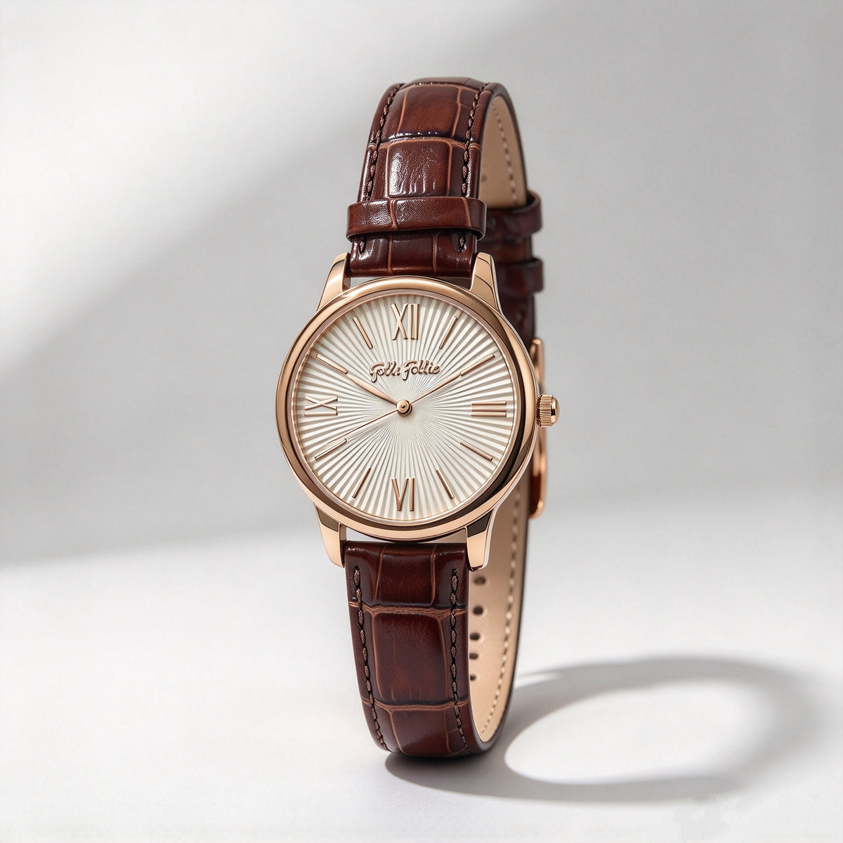 Folli Follie Women's Quartz Watch with Multi-colored Strap, Rose Gold Case, and Roman Numeral Markers