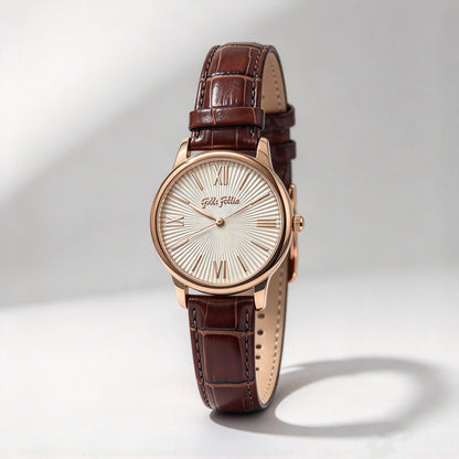Folli Follie Women's Quartz Watch with Multi-colored Strap, Rose Gold Case, and Roman Numeral Markers