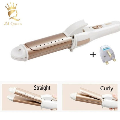2 In 1 Curling Irons Hair Straightener Hair Rollers-Gold