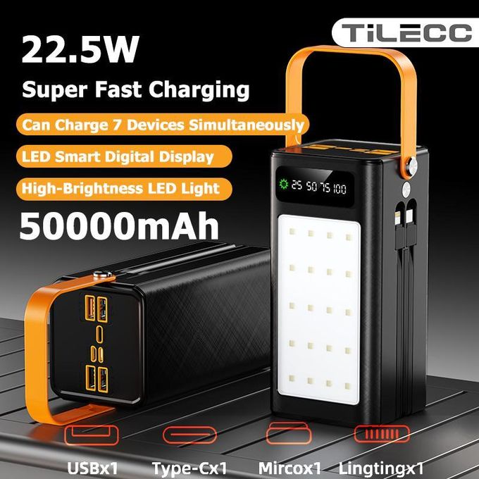 TiLECC Outdoor 50000 mah Multi-Use 22.5W Super Fast Charge Power Banks with Camping Light