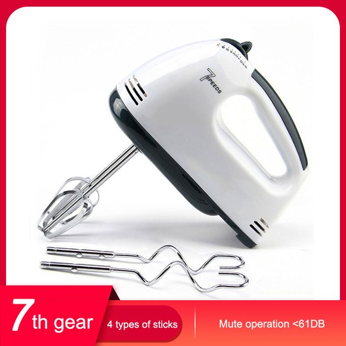 7 Speed Electric Hand Mixer Egg Beater Cake Baking - White