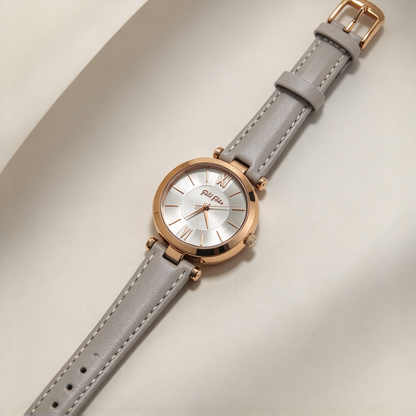Folli Follie Ladies Watch, Rose Gold Round Case, White Leather Strap, Roman Numeral Dial Quartz Wristwatch
