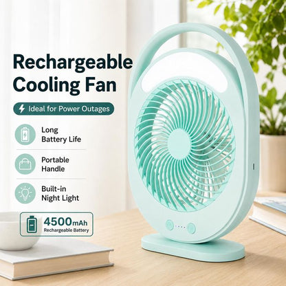 Kamisafe Rechargeable LED Multi-Functional Fan,4500mAh,3 Speed,With Night Light,Table Fan