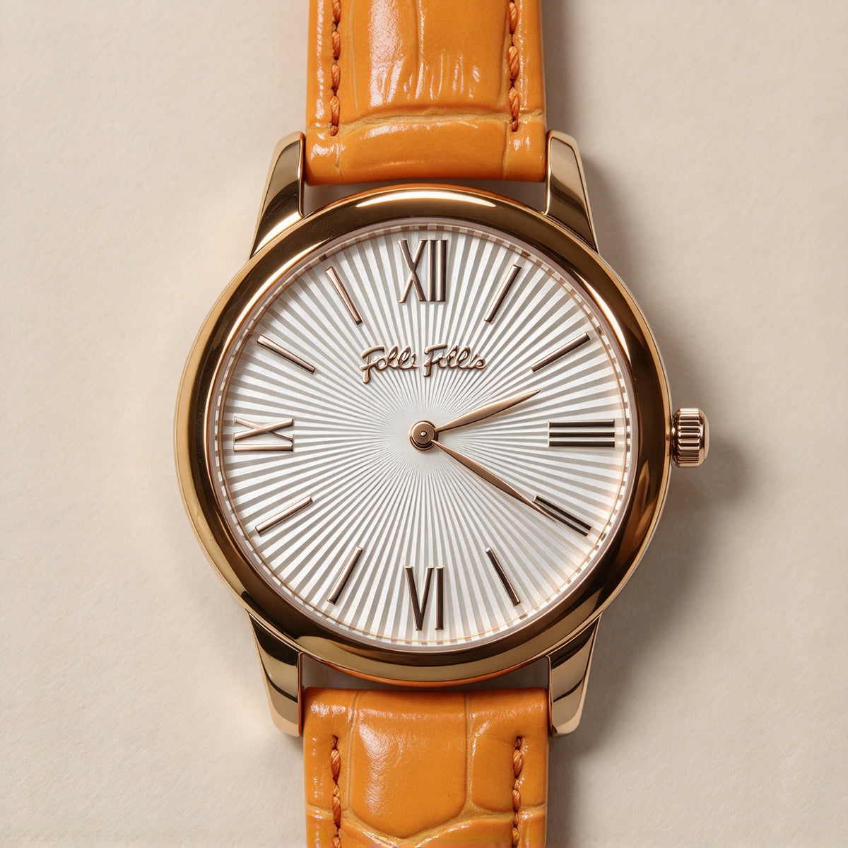 Folli Follie Women's Quartz Watch with Multi-colored Strap, Rose Gold Case, and Roman Numeral Markers