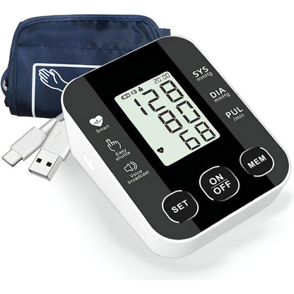 TIMBUTUS Upper Arm Blood Pressure Monitor – Voice Broadcast, 2×99 Memory, IHB Detection, Automatic Arm BP Machine
