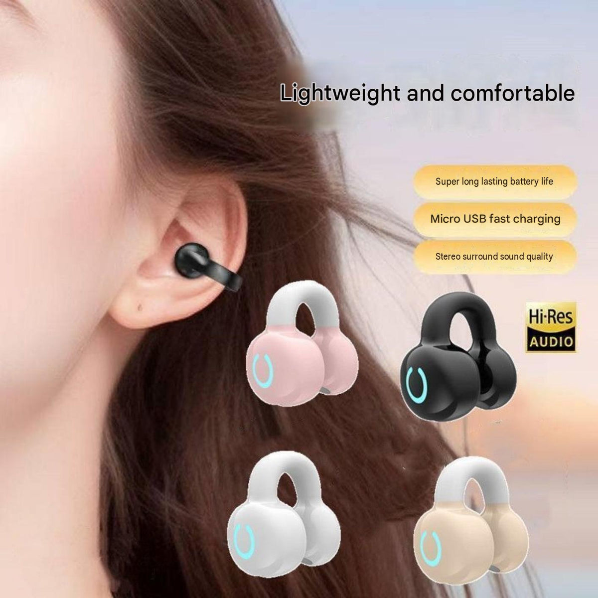Popular YX09 clip-on-ear Bluetooth headset wireless long battery life standby comfortable wear long-term wear painless ear clip type