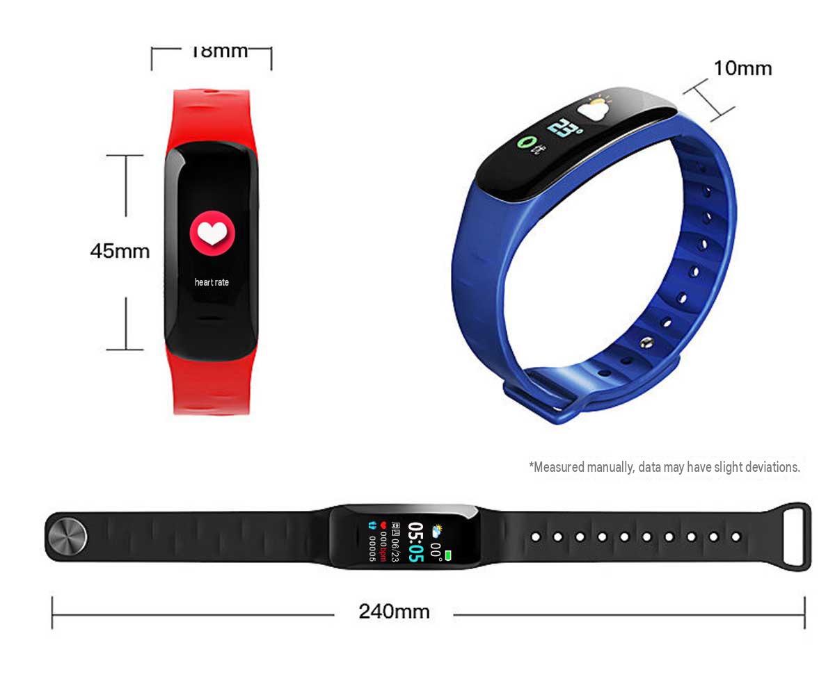 C1plus color screen smart bracelet waterproof heart rate meter pedometer heart rate blood pressure multi-functional sports bracelet cross-border
