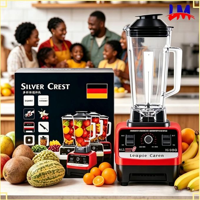 SILVER CREST LM  2.0L 1200W High-Speed Multifunction Blender with 6-Leaf Stainless Steel Blades, Large PC Jar - Red/Black