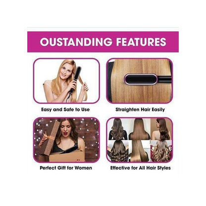 Dou-color NEW 2 in 1 Electric Hot Comb Curler Brush Multifunction Professional Hair Straightener