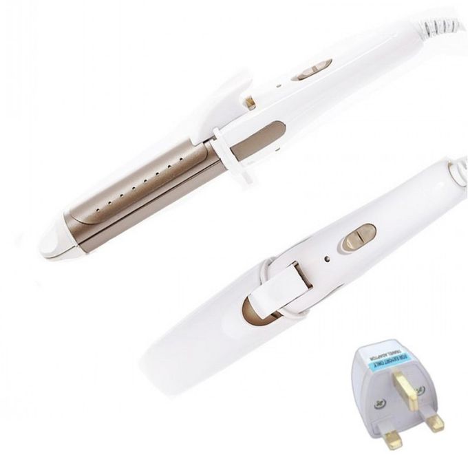 2 In 1 Curling Irons Hair Straightener Hair Rollers-Gold