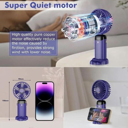 CYFAZA Portable Handheld Fan with LED Display, 90° Foldable, 5 Speed Wind,Hand Held/Neck/Desk 3 in 1 Personal Small Fans, Makeup Fans for Women