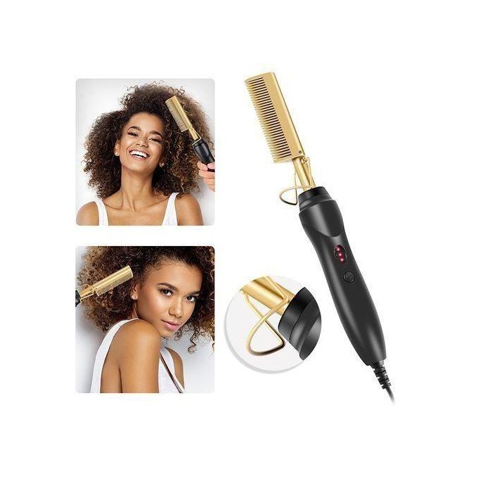 Dou-color Classic Multifunction 2 in 1 Electric Hot Comb Brush Professional Hair Straightener