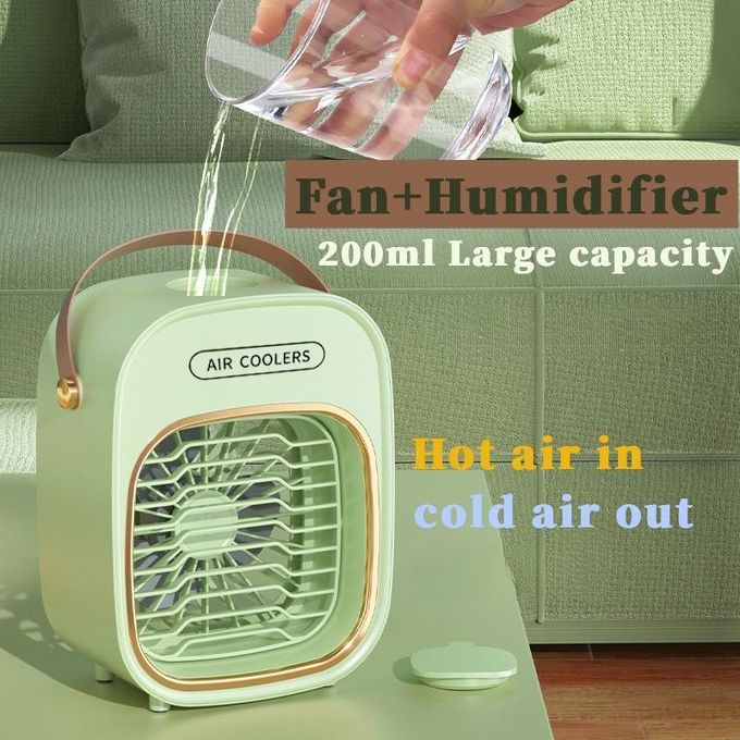 Mini Fan Mist Humidifier USB Rechargeable Long Battery Portable Green