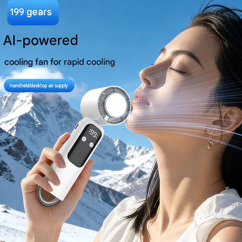 New handheld semiconductor ice cooling fan Type-C charging small ABS material fan
