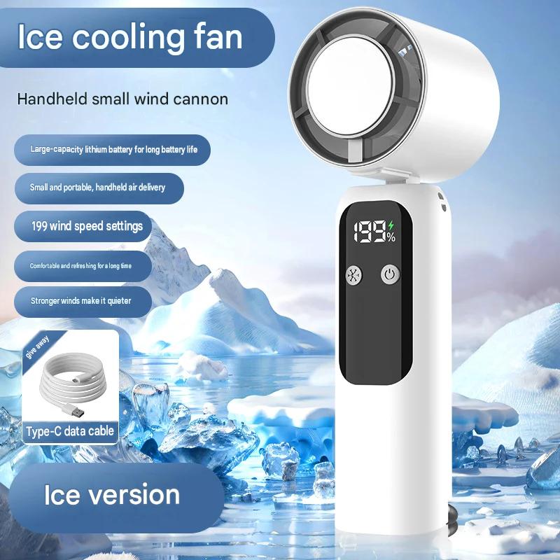 New handheld semiconductor ice cooling fan Type-C charging small ABS material fan