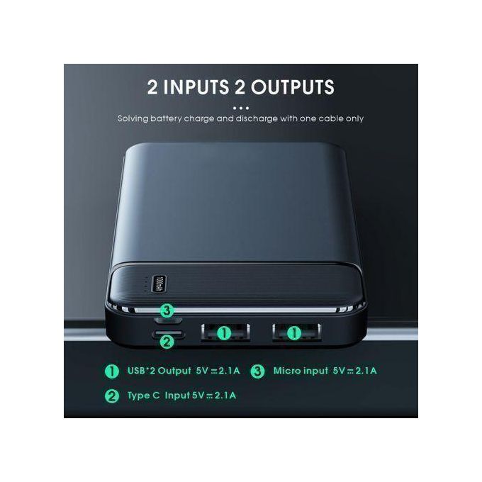 10000mAh Power Charge Bank Compact LCD Black