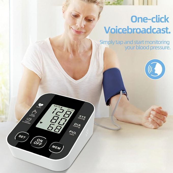 TIMBUTUS Upper Arm Blood Pressure Monitor – Voice Broadcast, 2×99 Memory, IHB Detection, Automatic Arm BP Machine
