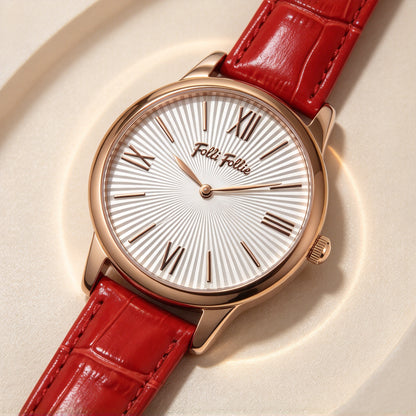 Folli Follie Women's Quartz Watch with Multi-colored Strap, Rose Gold Case, and Roman Numeral Markers