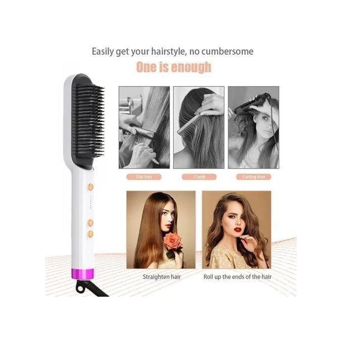 Dou-color NEW 2 in 1 Electric Hot Comb Curler Brush Multifunction Professional Hair Straightener