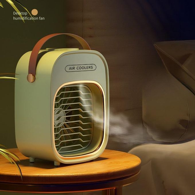 Mini Fan Mist Humidifier USB Rechargeable Long Battery Portable Green