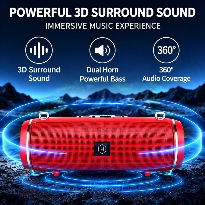 Dou-color Bluetooth 5.0 Home Desktop Bass USB Rechargeable Wireless Portable Bluetooth Speaker