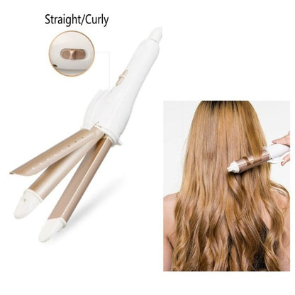 2 In 1 Curling Irons Hair Straightener Hair Rollers-Gold
