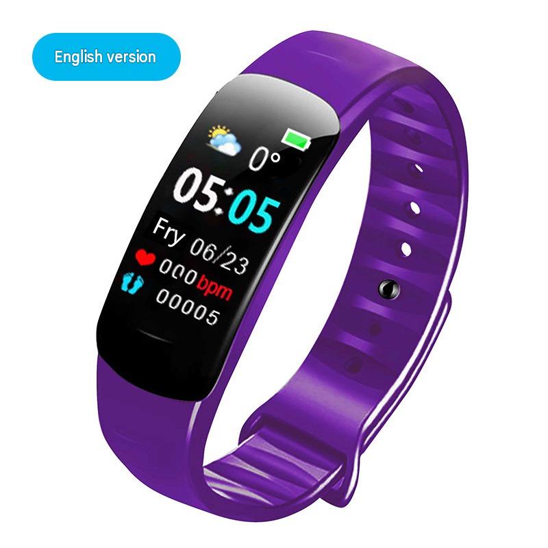 C1plus color screen smart bracelet waterproof heart rate meter pedometer heart rate blood pressure multi-functional sports bracelet cross-border