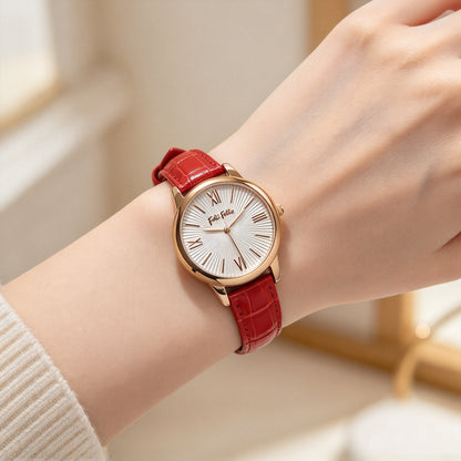 Folli Follie Women's Quartz Watch with Multi-colored Strap, Rose Gold Case, and Roman Numeral Markers