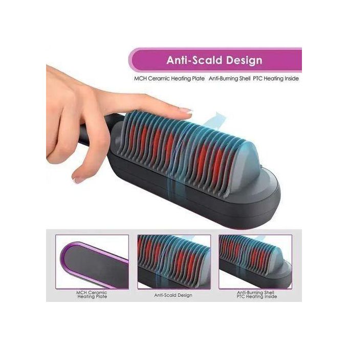 Dou-color NEW 2 in 1 Electric Hot Comb Curler Brush Multifunction Professional Hair Straightener