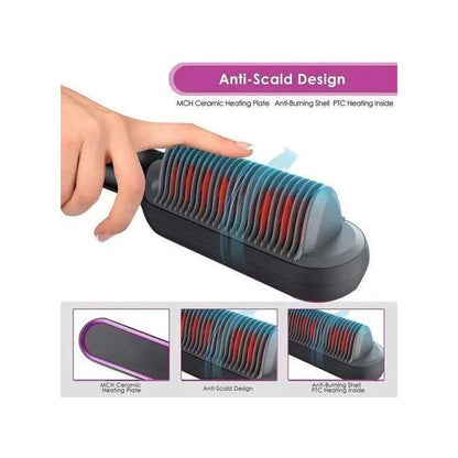 Dou-color NEW 2 in 1 Electric Hot Comb Curler Brush Multifunction Professional Hair Straightener