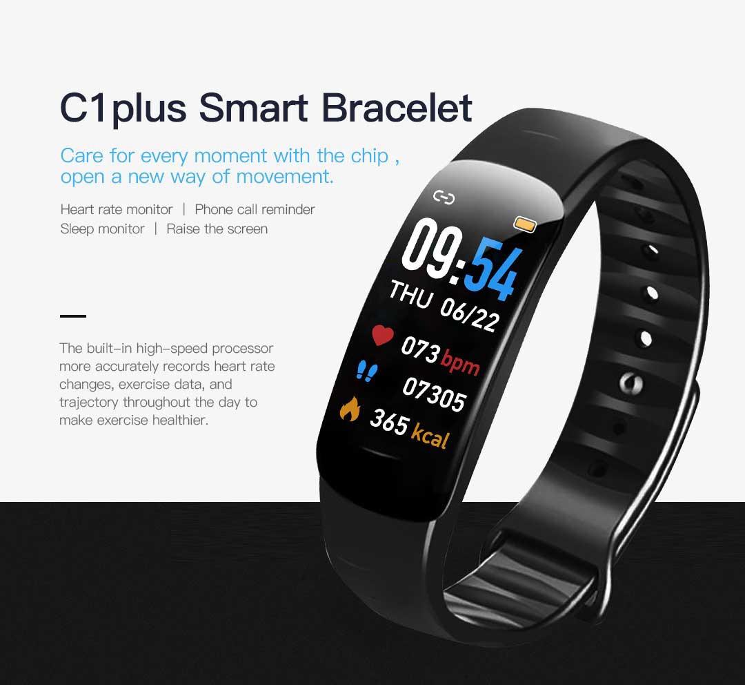 C1plus color screen smart bracelet waterproof heart rate meter pedometer heart rate blood pressure multi-functional sports bracelet cross-border