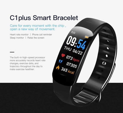 C1plus color screen smart bracelet waterproof heart rate meter pedometer heart rate blood pressure multi-functional sports bracelet cross-border