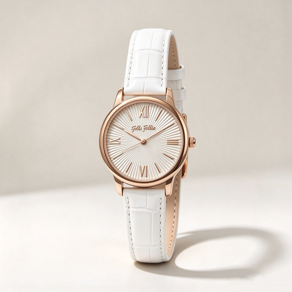 Folli Follie Women's Quartz Watch with Multi-colored Strap, Rose Gold Case, and Roman Numeral Markers