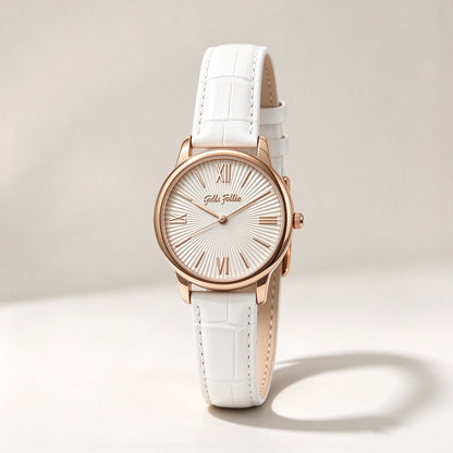 Folli Follie Women's Quartz Watch with Multi-colored Strap, Rose Gold Case, and Roman Numeral Markers