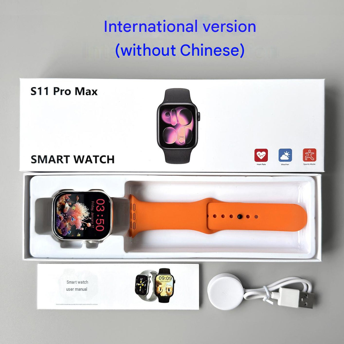 The new Huaqiang North s11max smart watch cross-border foreign trade model defaults to English with 22 languages