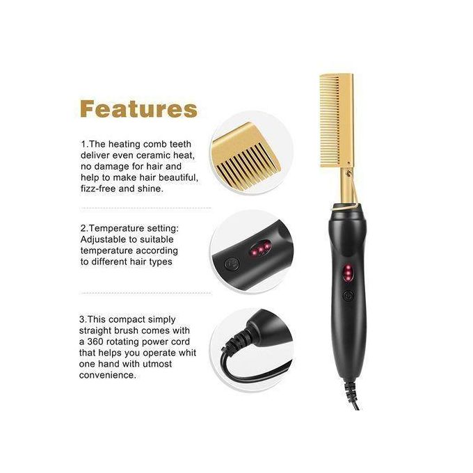 Dou-color Classic Multifunction 2 in 1 Electric Hot Comb Brush Professional Hair Straightener