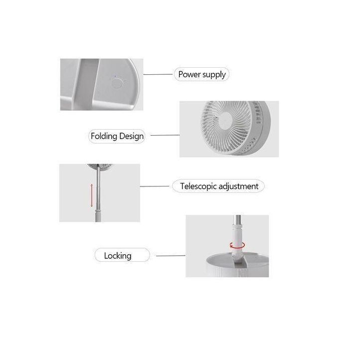 Dou-color 7200mAh Household Table USB Standing Fan Office Desktop Portable Foldable Rechargeable Fan