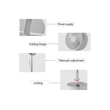 Dou-color 7200mAh Household Table USB Standing Fan Office Desktop Portable Foldable Rechargeable Fan