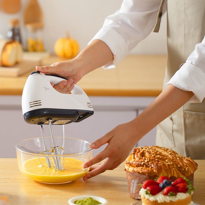 7 Speed Electric Hand Mixer Egg Beater Cake Baking - White
