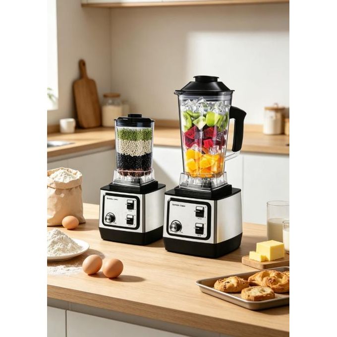 SILVER CREST Blender 2-in-1 Heavy Duty 2.5L with Grinder – High-Speed Black & Silver Multifunctional Blender for Home & Commercial Use