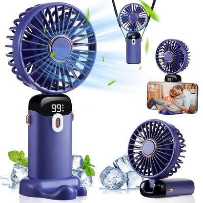 Portable USB Mini Fan- Handheld Cooling Fan Rechargeable Electric LED Fan, Handheld Fan With Phone Stand- Office household Desk Mini Fan HF