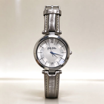 Folli Follie Ladies Watch, Rose Gold Round Case, White Leather Strap, Roman Numeral Dial Quartz Wristwatch